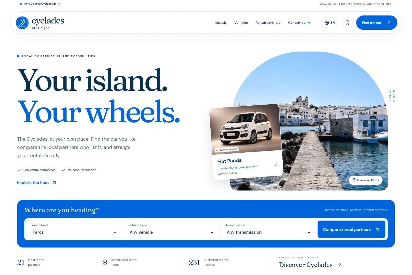 Cyclades Rent a Car website