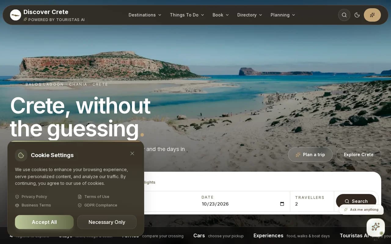 Discover Crete homepage