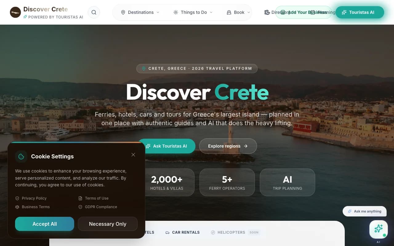 Discover Crete homepage