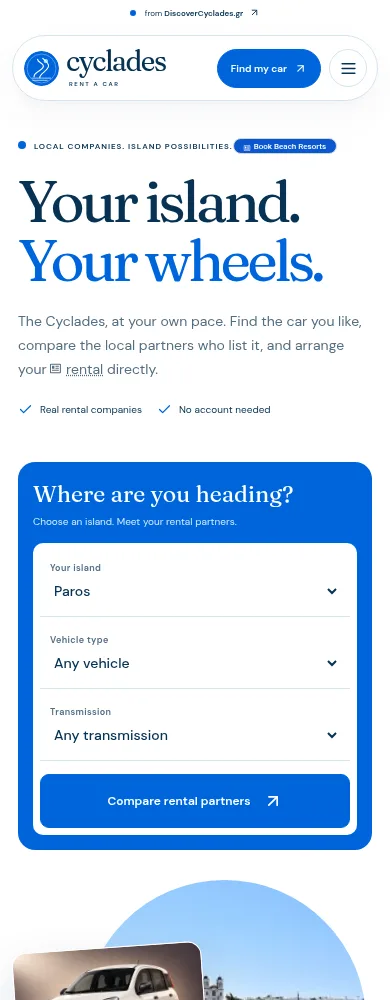 Cyclades Rent a Car on mobile