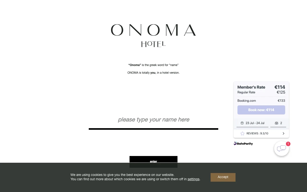 Onoma Hotel homepage
