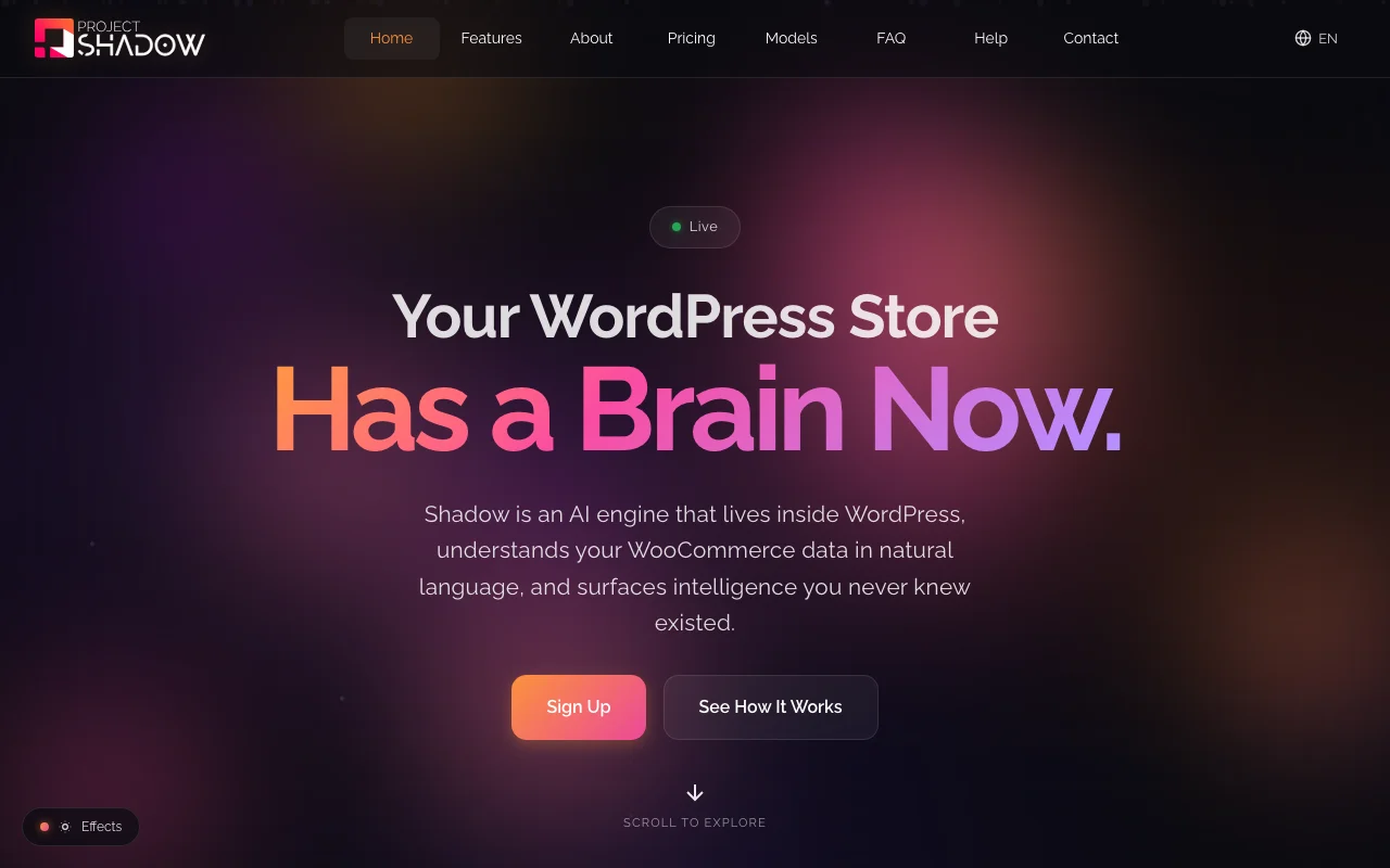 Project Shadow AI homepage
