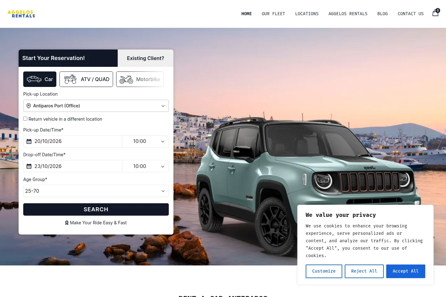 AGGELOS Rentals · Paros & Antiparos website