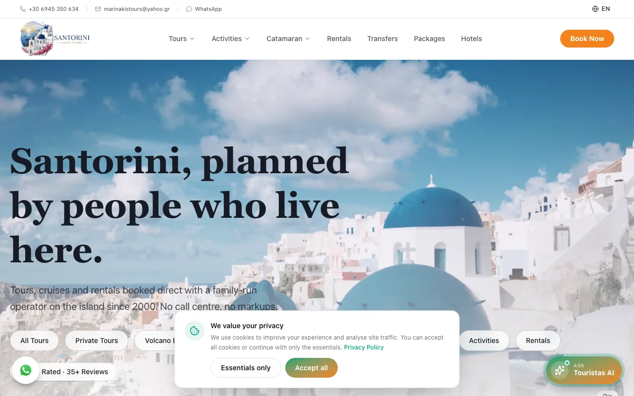 Santorini Daily Tours homepage