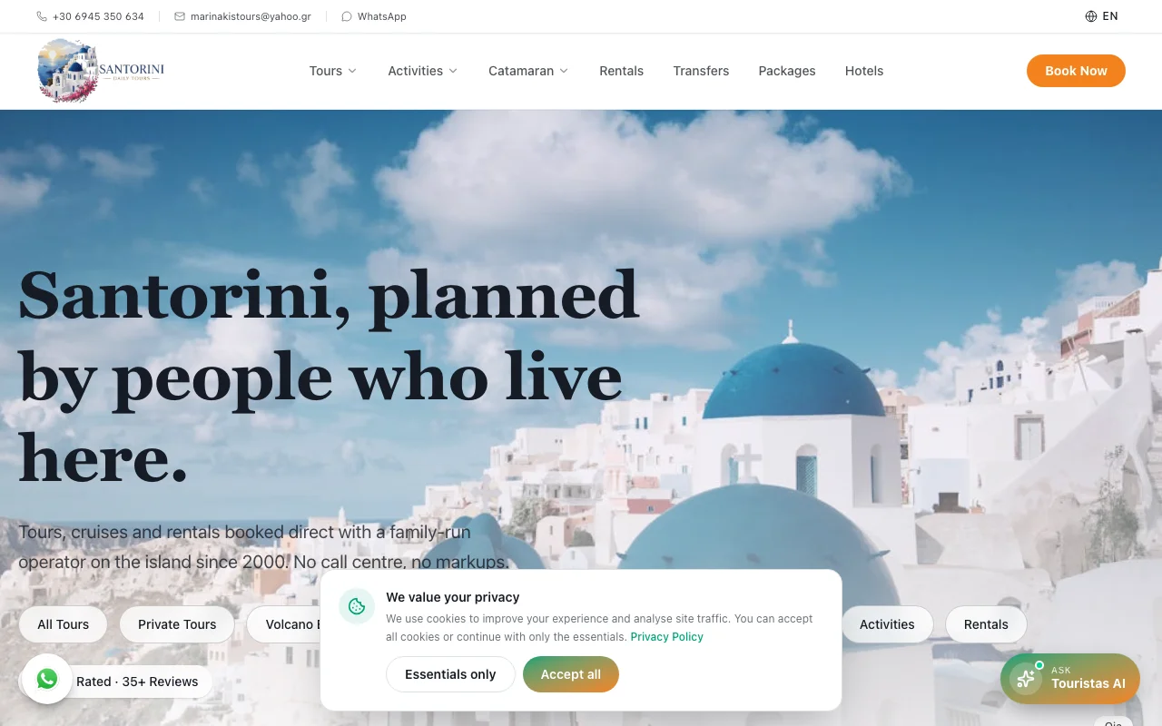 Santorini Daily Tours homepage